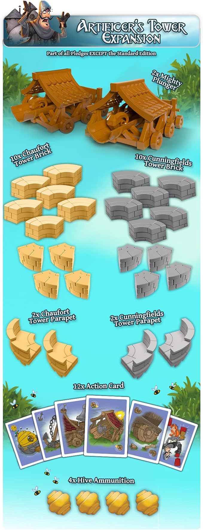 Play All Day Games: Catapult Feud Game Artificer’s Tower, Expansion, Base Required to Play, 30 to 45 Minute Play Time, 2 Player Game