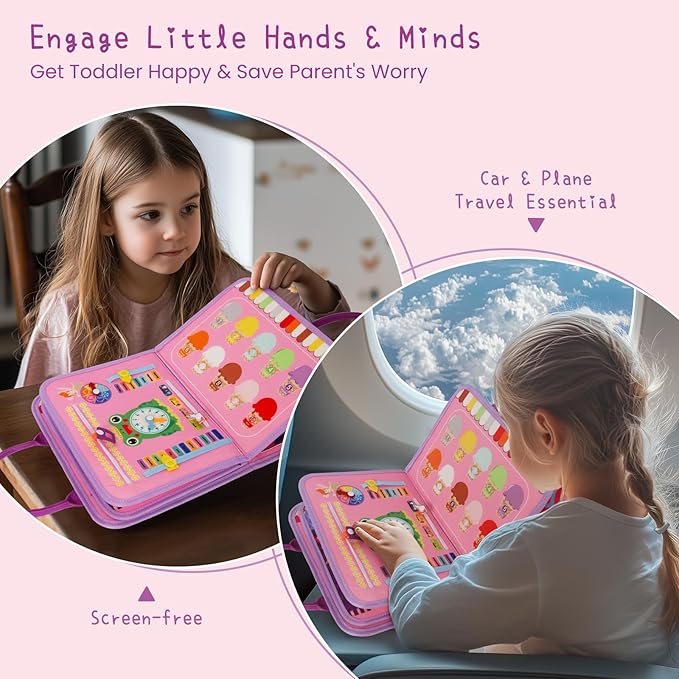 Busy Board Montessori Toys for Boy Girl Birthday Gifts, Busy Book Learning Sensory Easter Toys for Toddlers, Toddler Travel Autism Educational Activities Fine Motor Skills