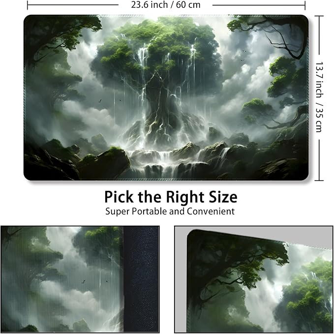 Playmat for MTG, with Free Storage Bags,Game Mat 24 x 14 inches, TCG and Board Game Mat for Cards,Mousepad Desk Mats (Tree 5-Regular)