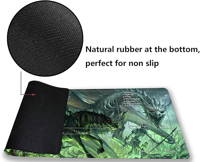 MTG Playmat, Game Play Mat for MTG TCG 24 x 14 inches Trading Card Inked Game Playmats with Storage Bag Smooth Rubber Surface Battle Game