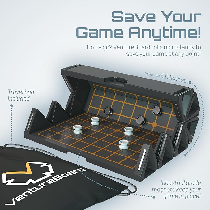 GO 9x9 6 Inches Magnetic Unique GO Set Board Game - Folding Board, Portable Travel GO Board Game Pieces - (Black/Grey)