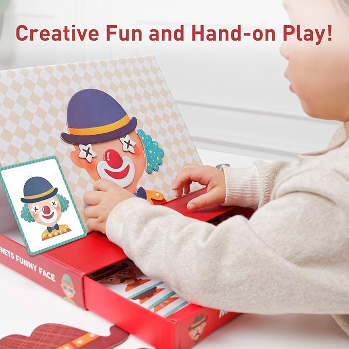 MiDeer Magnetic Funny Face Puzzle 56 Piece Jigsaw Puzzleboard with Drawers Portable Imagination Game