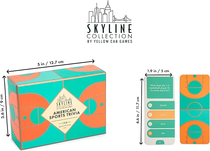 Skyline Collection Trivia Set - American Sports Trivia, 140 Question Cards - Game Night Entertainment for Families & Friends