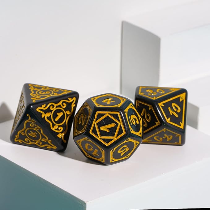 5 Sets DND Dice Druid Polyhedral Dice Set Druid(35pcs) with 1 Large Leather Bag, D&D Dice Set for Dungeons and Dragons, RPG, MTG Table Games (5Sets/35Pcs Druid Dice)