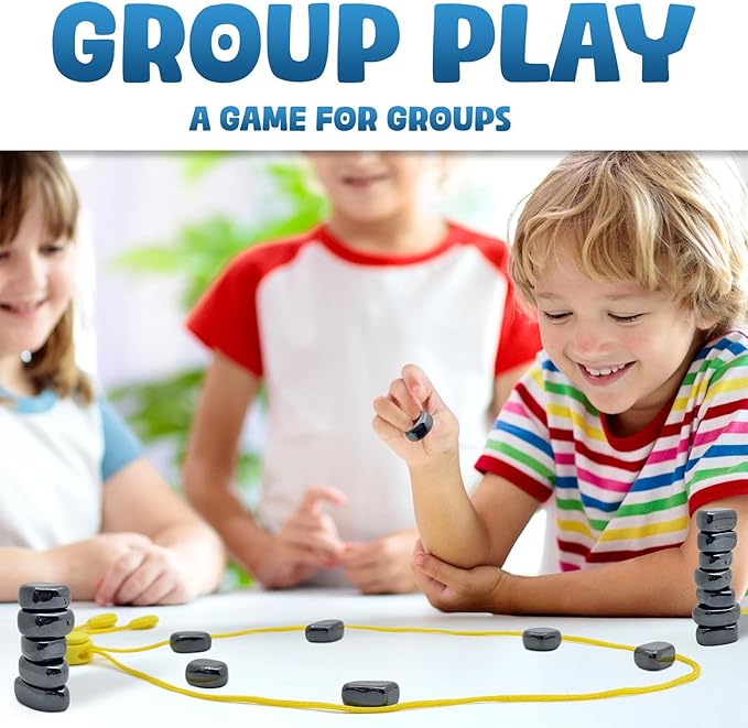 Magnetic Chess Game with Stones, for 1-6 Players Includes 48 Magnetic Stones, Game String & Storage Bag