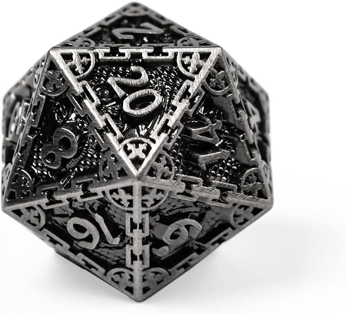 UDIXI 7PCS Metal DND Dice Set, Polyhedral Dice Set D&D Dragon d and d Dice for Dungeons and Dragons Role Playing Games and Other Tabletop Game(Ancient Silver)