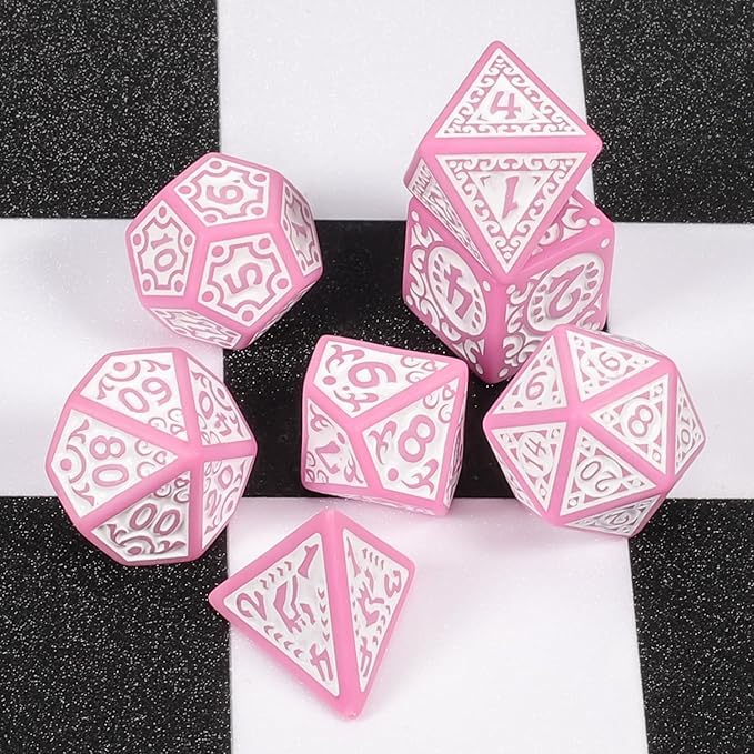 CiaraQ DND Polyhedral Dice Set (42pcs) with A Gold Pattern Drawstring Bag for Dungeons and Dragons RPG MTG Table Games. 6 Sets Fantasy Role Playing Dice Set
