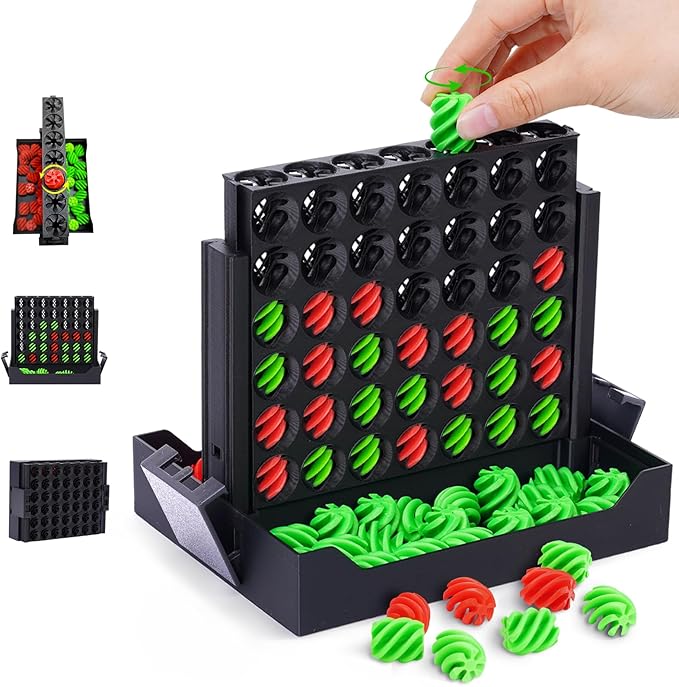 3D Printed 4 in a Row Game, 7inch Spiral Connect Game, Classic Strategy Board Game for 2 Player, Four in a Row Game for Stress Relief Toy, Travel Game for Ages 6 Up