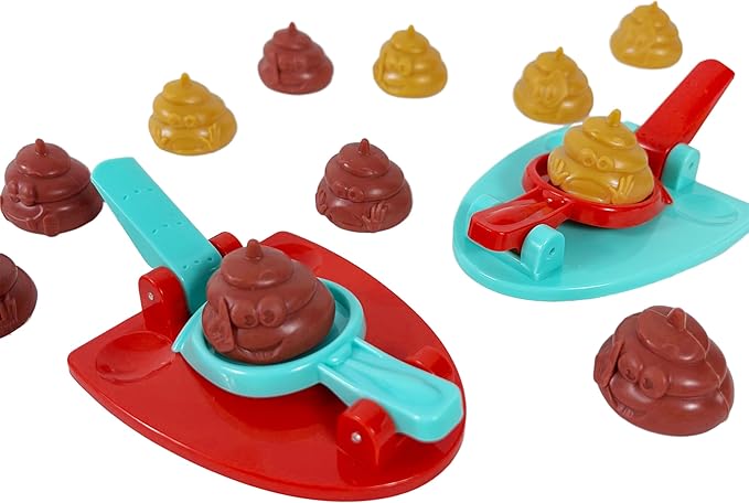 Poop Shoot Game - Funny Toys for Kids & Adults, Skill Building Toilet Game, Ages 4+, Includes 12 Soft Poops, 2 Launchers