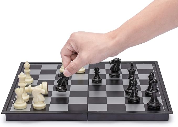 2 in 1 Travel Magnetic Chess and Checkers - 12.5"