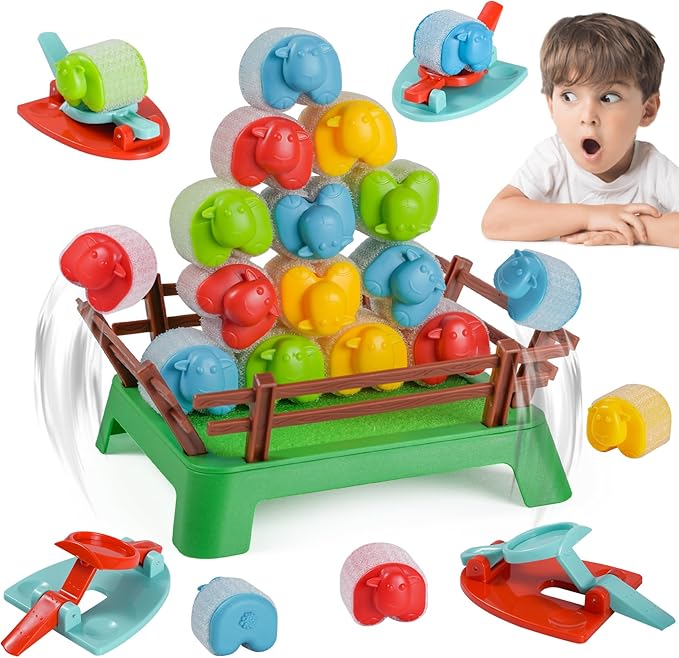Heap-O-Sheep Game for Kids Ages 4-12 – Fun Family Catapulting Board Games for 2-4 Players, Perfect Party Activity and Ideal Gift for Kids & Adults