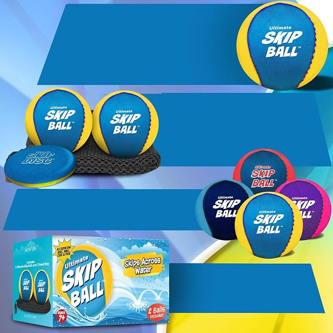 Activ Life The Ultimate Skip Ball – Water Bouncing Ball (2 Pack) Create Lasting Memories with Your Friends & Family at The Beach, Lake or Pool - Great for All Ages