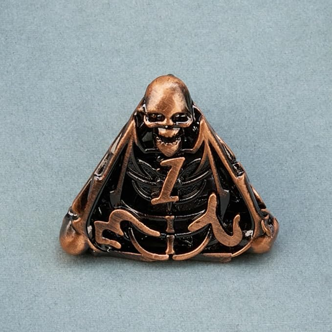 Metal Skull Dice Unique Hollow Dice Set for Dungeons and Dragons Polyhedral D&D TRPG,MTG,Pathfinder,Table Board Roll Playing Games D4 D6 D8 D10 D% D12 D20 (Copper)