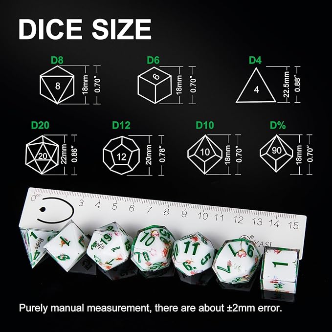 DND Dice Set Polyhedral, IDTQ Dungeons and Dragons Purple Dice Set RPG MTG Table Games 7-Die Resin Sharp with Acrylic Starlight Accent Box (Rose-White)