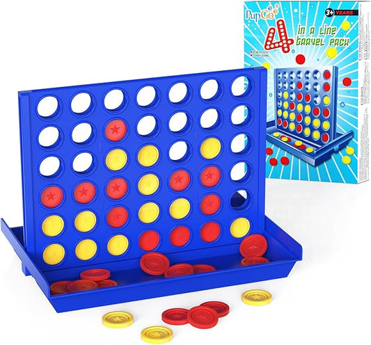 Pup Go 4 in a Line Game,6 Spare Discs Included, Four in a Row Line Up 4 Gaming Fun Set, Travel Portable Convenient Size, Classic Fun Educational Games for Kids(Mini)