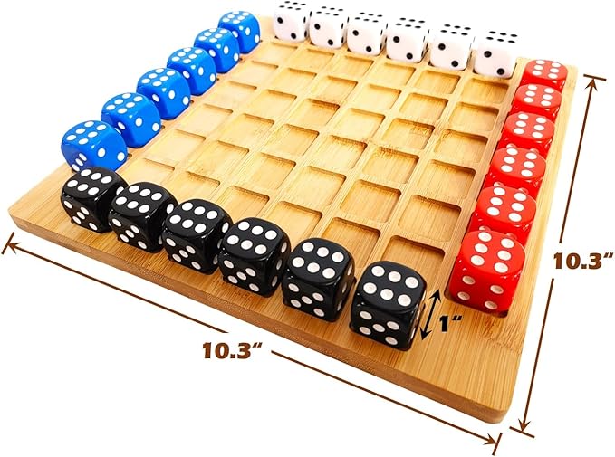Dice Battle, 2~4 Player Board Games, 4 Player Durable Wooden Coffee Table Games for Adults, Best Bar Dice Games, Indoor Tabletop Game & 4 Players Wood Table Top Dice Game (Single(2~4)/Log)