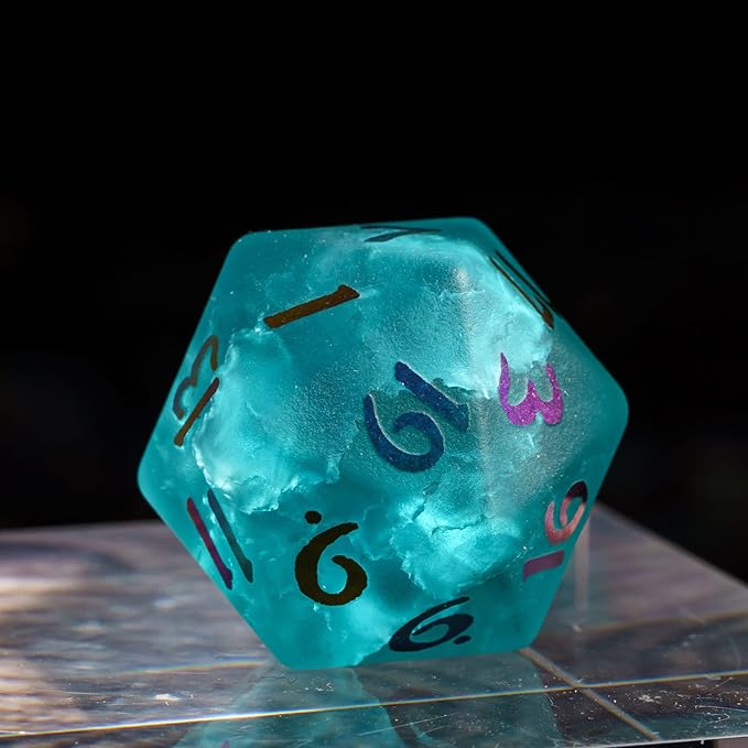 UDIXI Cyan Glass DND Dice Set, 7PCS Cracked Glass Dice for Dungeons and Dragons Tabletop Games
