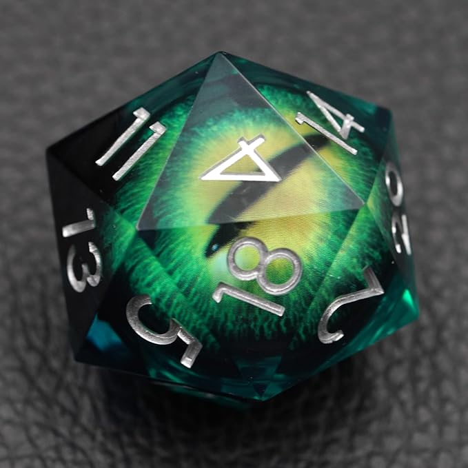 Dungeons and Dragons DND Dice D20, Moving Eyeball Liquid Core Dice Set D&D 33MM Oversized D20 Single Sharp Edge Resin dice with Gift Case, Polyhedral Dice for Role Playing Game