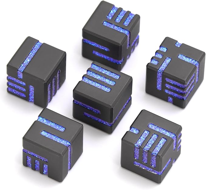 D6 Metal Dice Set 6 Pcs, Unique 6 Sided Die Great for DND Tabletop RPG Dungeons and Dragons Dice Collectors Gifts (D6 Glitter Blue)