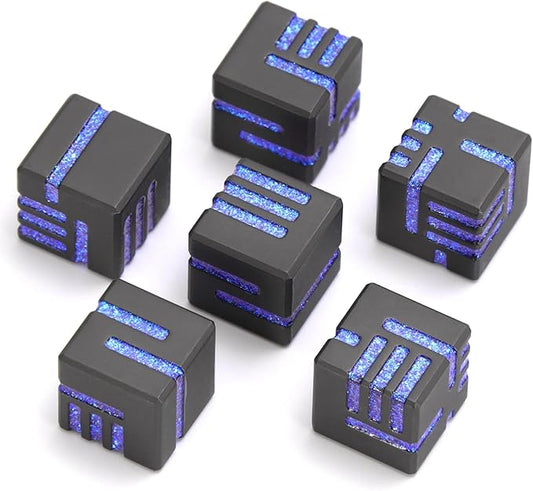 D6 Metal Dice Set 6 Pcs, Unique 6 Sided Die Great for DND Tabletop RPG Dungeons and Dragons Dice Collectors Gifts (D6 Glitter Blue)