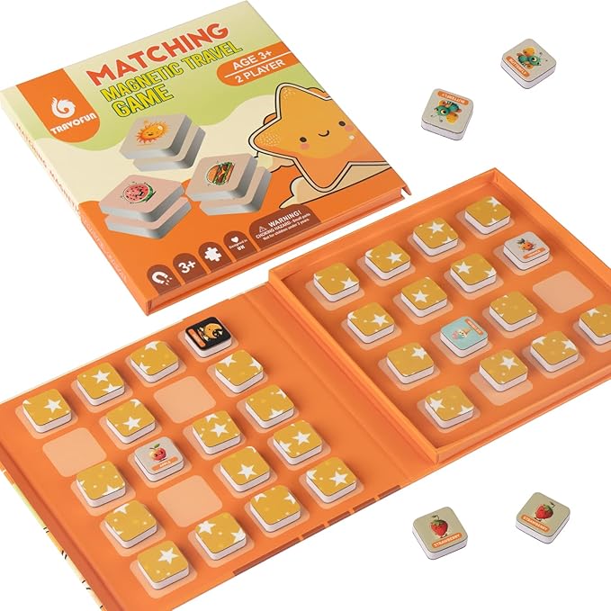 Magnetic Matching Memory Game for Kids 3-8 - Perfect Travel Toy for Toddlers - Fun Road Trip & Airplane Activity - Camping Game Essentials.