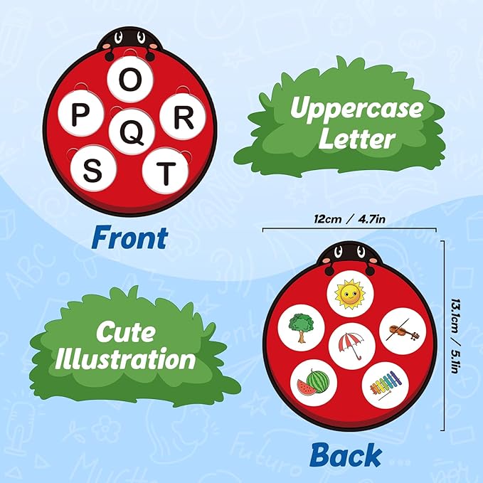 Alphabet Games for Kids Toddlers,Animal Cards,Alphabet Learning Toys,ABC Flash Cards,Speech Therapy,Letter Matching Board Games for Kids 3-6,Ladybug Toys,Preschool Classroom Must Haves