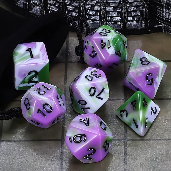 CiaraQ DND Polyhedral Dice Set for Dungeons and Dragons RPG MTG Role Playing Table Games-with 1 Dice Pouch (Pink+Green+White)