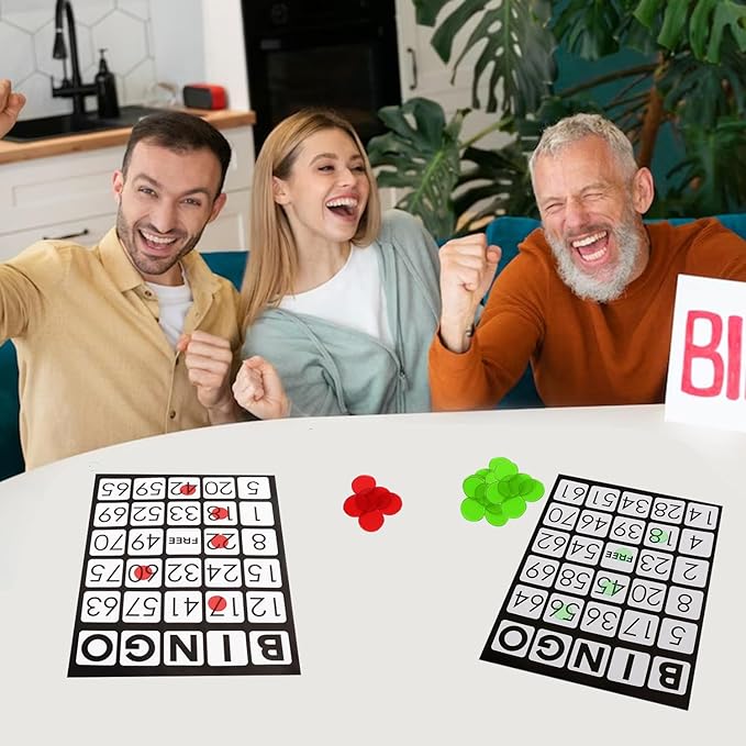 GSE Games & Sports Expert 100-Pack Jumbo Bingo Game Cards with Easy Read Numbers, Reusable Paper Bingo Sheets for Large Groups, Family/Friend Parties, Game Nights