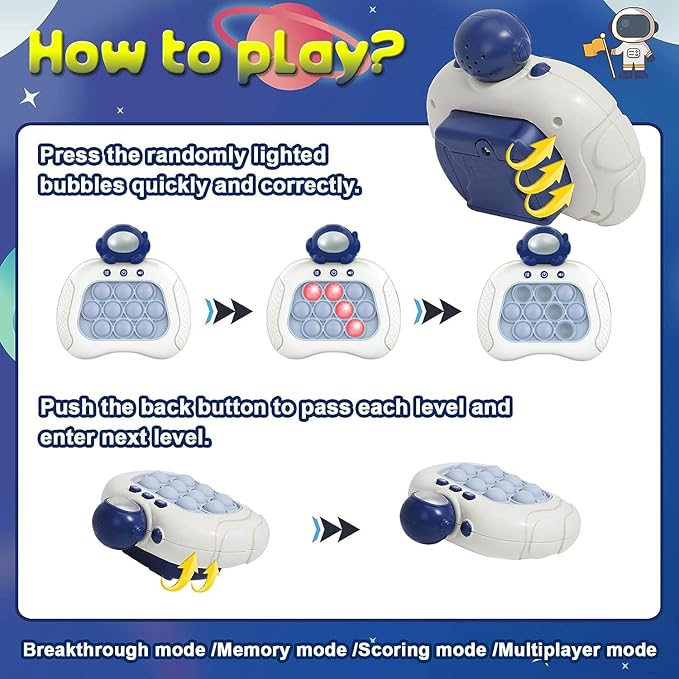 Quick Push Game Fidget Toys Pro for Kids Adults, Christmas Handheld Game Fast Puzzle Game Machine, Push Bubble Christmas Stress Toy, Relief Party Favors, Birthday Gifts for Boys