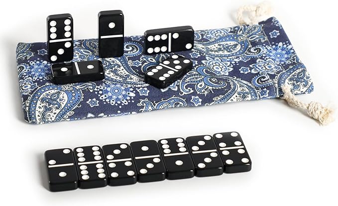 Dominoes Set for Adults, Double Six Domino & Tile Games, Domino Set with 28 Large Tiles & Portable Bag, for Classic Family/Travel Board Game (2-4 Players)
