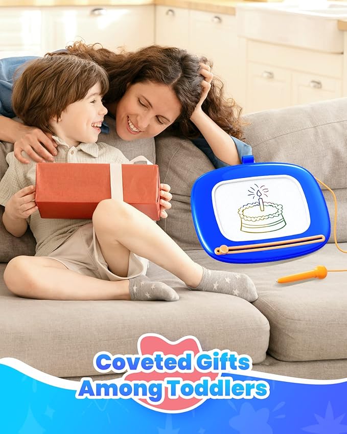 Toddlers Toys Ages 1-3, Magnetic Drawing Board, Toddler Boy Toys for 1 2 3 Years Old, Doodle Board Pad Learning and Educational Toys for 18 Months Baby,1-3 Yr Kids Birthday Gifts - Dark Blue