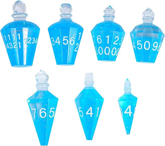 7PCS Potion DND Dice Set,Transparent Sharp Edge Die Set D&D RPG Polyhedral Die,for Dungeons & Dragons, Pathfinder, and TTRPG Roleplaying Games (Blue)