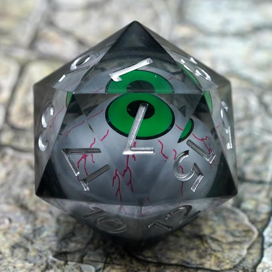 Dungeons and Dragons DND Dice D20, Moving Eyeball Liquid Core Dice Set D&D 33MM Oversized D20 Single Sharp Edge Resin dice with Gift Case, Polyhedral Dice for Role Playing Game
