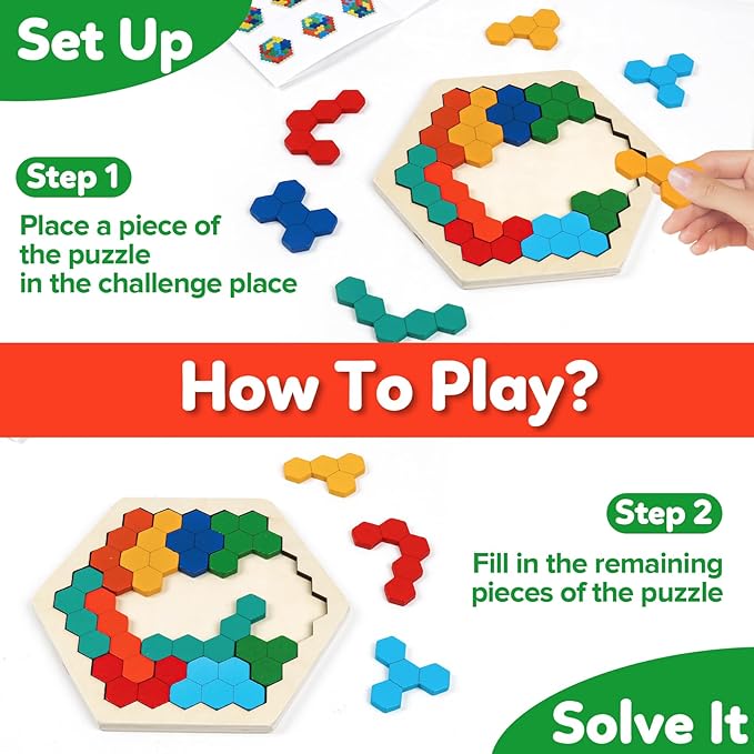 Wooden Puzzles Blocks Brain Teasers Logic Games for Classroom & Party Times,Jigsaw Puzzle Intelligence STEM Montessori Educatioanl IQ Toys Games for Kids Boys Girls Ages 3+(3 Pack)