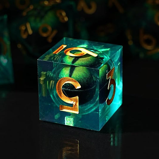 Beholder's Dragon Eye DND Dice Set, Resin Float Liquid Core Sharp Edge D&D Dice, 7pcs Polyhedral D% D20 D12 D10 D8 D6 D4 Dice Set Gifts for Dungeons and Dragons RPG COC MTG Board Games