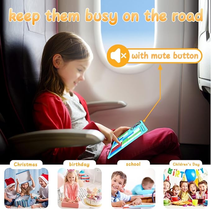 Tablet Slide Puzzle Game & Kids Drawing Writing Tablet, Toddler Writing Tablet LCD Drawing Tablet for Kids Drawing Game Toys for 4-8 Year Old Boys Girl 500+ Challenges Drawing Pad Travel Game (Blue)