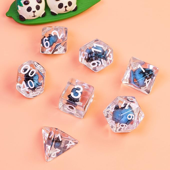 UDIXI 7PCS Polyhedral DND Dice Set, Skull d and d Dice Set for Dungeons and Dragons D&D and Other Tabletop Games (Blue Skull)