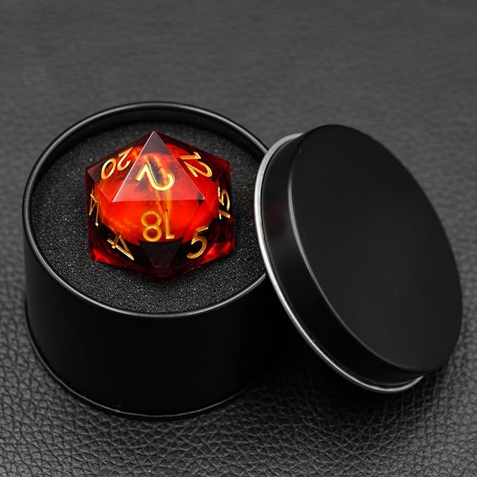 Dungeons and Dragons DND Dice D20, Moving Eyeball Liquid Core Dice Set D&D 33MM Oversized D20 Single Sharp Edge Resin dice with Gift Case, Polyhedral Dice for Role Playing Game