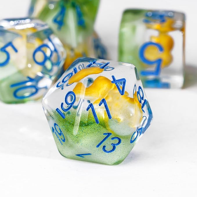 UDIXI 7PCS Game Dice Set, RPG Polyhedral Dice Set DND for Dungeons and Dragons Role Playing Games and Other Tabletop Games (Yellow)