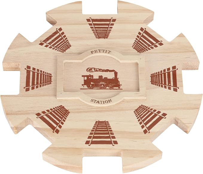 Mexican Train Dominoes Wooden Hub (8 Player)- Premium Pine with Felted Bottom, Durable Game Centerpiece, Ideal Board Game Accessory