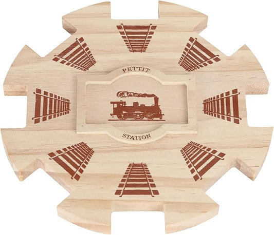 Mexican Train Dominoes Wooden Hub (8 Player)- Premium Pine with Felted Bottom, Durable Game Centerpiece, Ideal Board Game Accessory