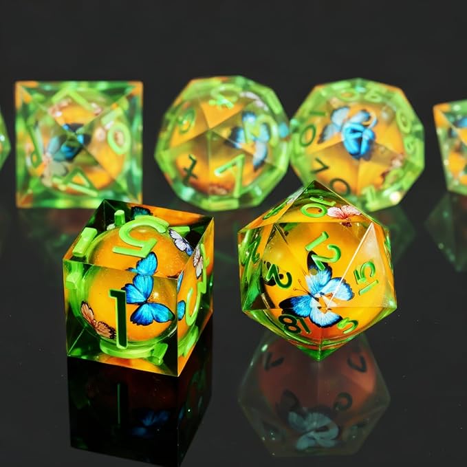 Resin Dice Set,Dragon and Dungeon Polyhedral Metal Dice, Punk Style Role-Play RPG Explorer MTG Pioneer Game DND Dice Set