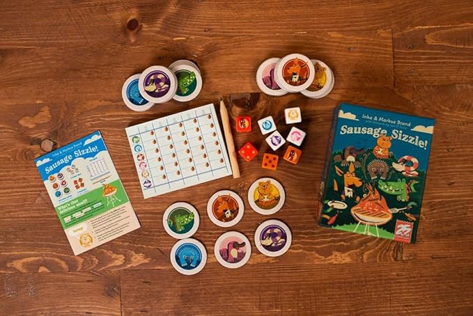 Sausage Sizzle, Press Your Luck Dice Rolling Game Featuring Australian Animals Stealing Food - 25th Century Games