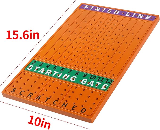 Horse Race Board Game Finish Line Racing Game with 11 Luxurious Metal Horses with 4 Dice and 2 Boxes of Cards Solid Wood Horse Racing Game Board Color Box Packaging (Small, Yellow Peach Color)