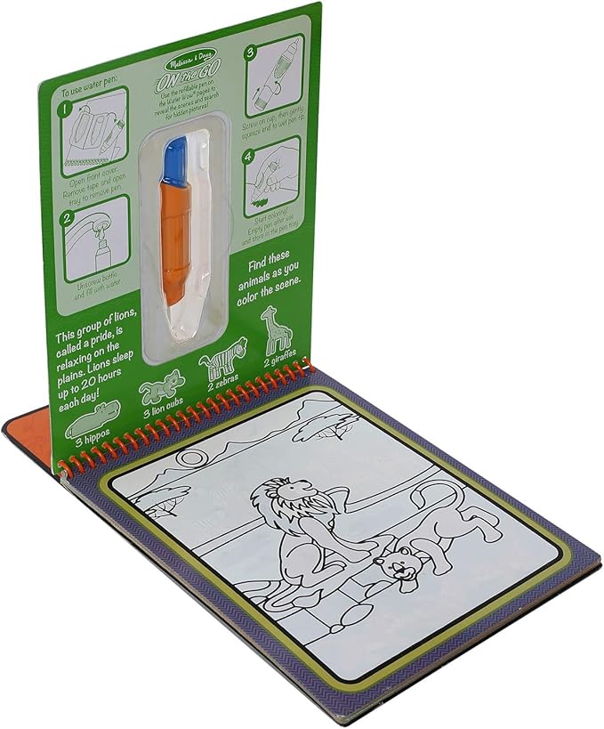 Melissa & Doug On the Go Water Wow! Reusable Water-Reveal Activity Pad - Safari - FSC Certified