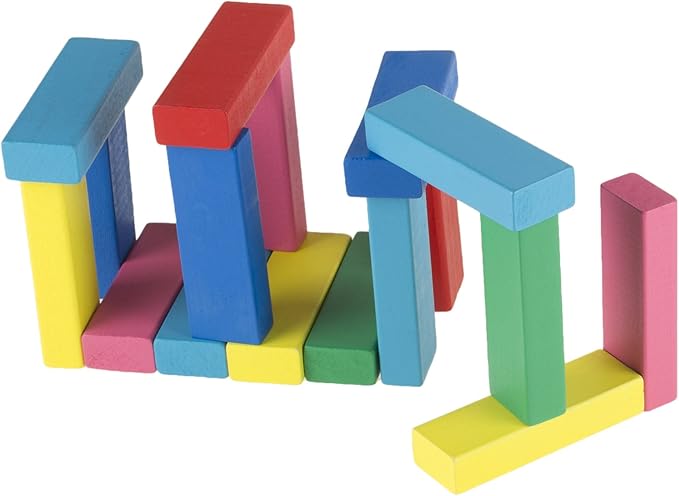 Classic Wooden Blocks Stacking Game with Colored Wood and Carrying Bag for Indoor and Outdoor Play for Adults, Kids, Boys and Girls, 48 Blocks