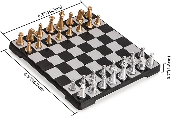 Yellow Mountain Imports Travel Magnetic Chess Mini-Set (6.3 Inches) - Compact, Folding, Educational Board Game