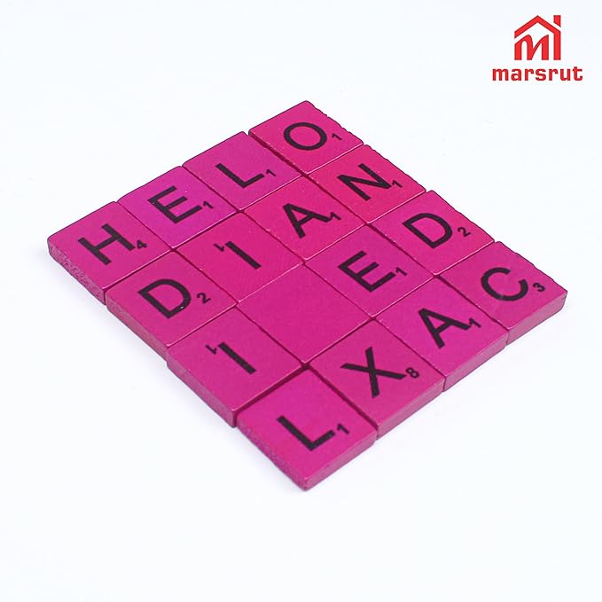 Marsrut 100Pcs Tiles Replacement, Pink Colored Wooden Mix Letters Colourful Rose Red Varnished Scrambled Alphabet Pieces Bulk Set for Board Phonics Spelling Game Name Family Decor Crafting