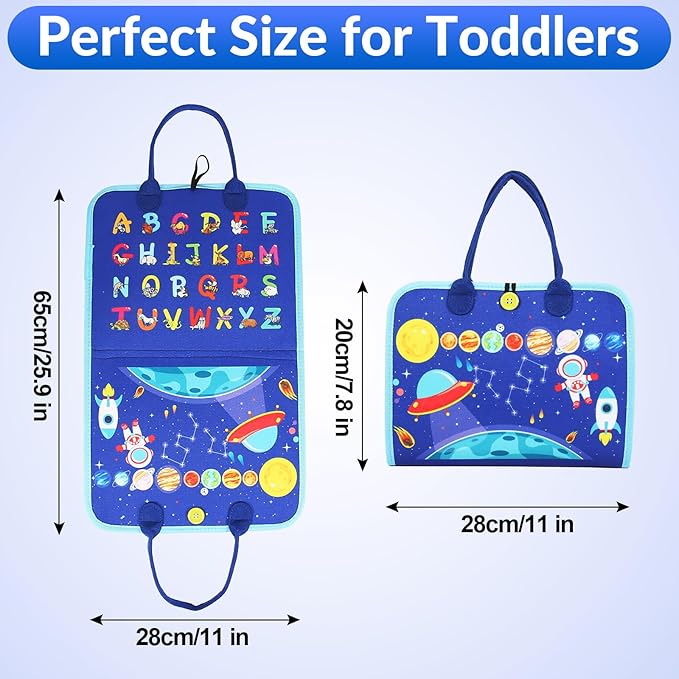 Montessori Toys for 3+ Year Olds, 9 in 1 Busy Board for Toddlers, Sensory Board Activities Learning Travel Toys for Plane Car, Birthday Gifts for Kids Boys Girls (Blue Planet)