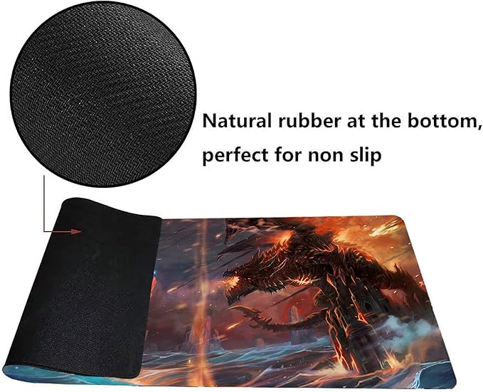 MTG Playmat, Game Play Mat for MTG TCG 24 x 14 inches Trading Card Inked Game Playmats with Storage Bag Smooth Rubber Surface Battle Game